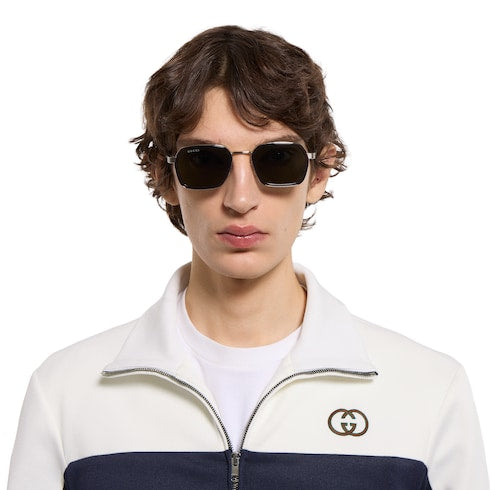 Square frame sunglasses - grey and silver
