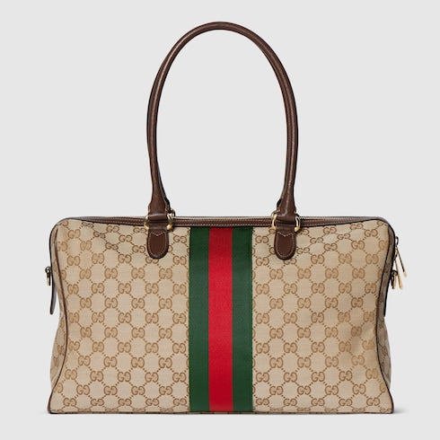 Borsetto large boston bag - sand and brown GG canvas