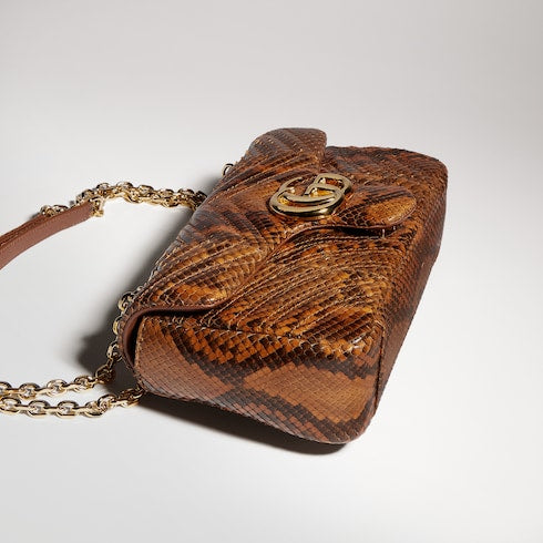 GG Marmont python medium shoulder bag - brown