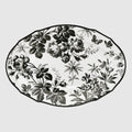 Herbarium oval tray - black and white porcelain