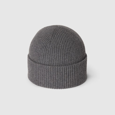 Cashmere hat with patch - grey