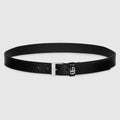 Belt with square buckle - black leather