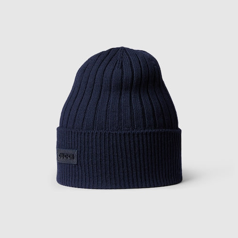 Wool hat with logo - dark blue