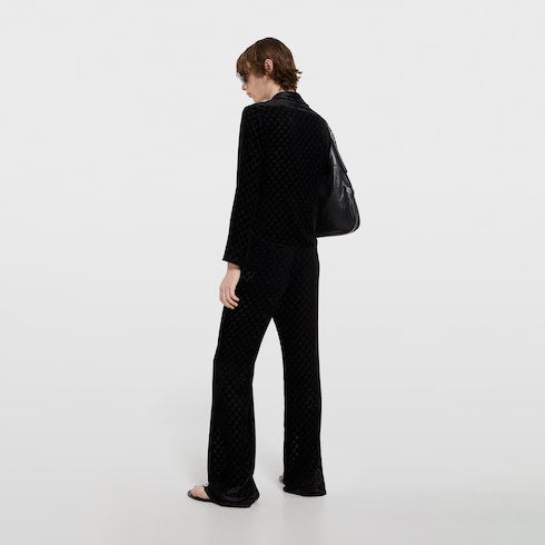 GG stretch velvet devoré pants - black
