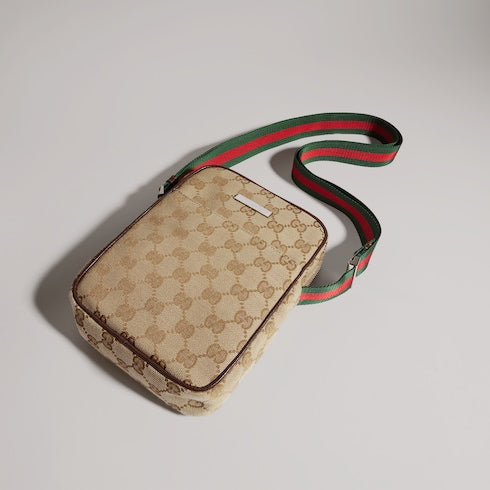 Gucci Tag small crossbody bag - sand and brown GG canvas
