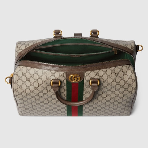 Gucci Savoy medium duffle bag - beige and dark brown fabric