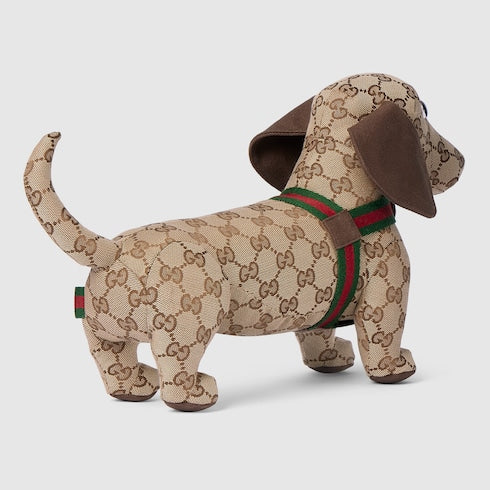 GG stuffed dog - beige and dark brown