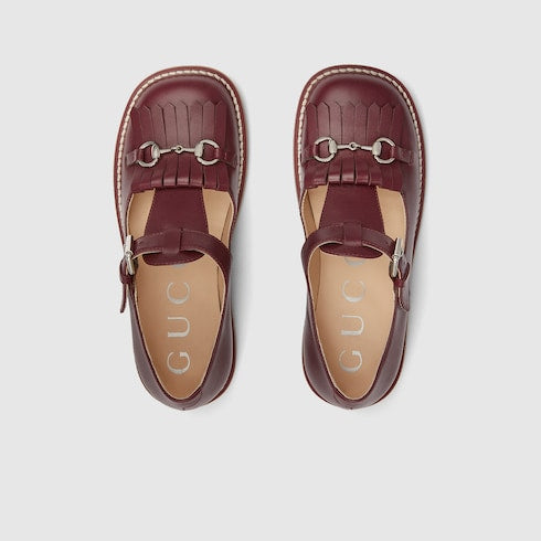 Children's moccasin with Horsebit - bordeaux leather