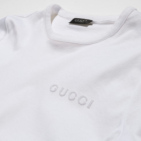 Cotton jersey T-shirt with embroidery - white