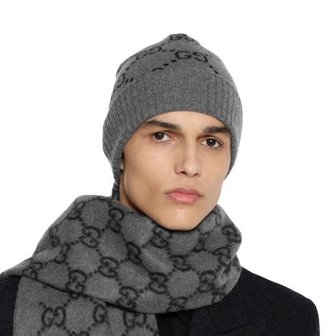 GG cashmere hat - black and grey