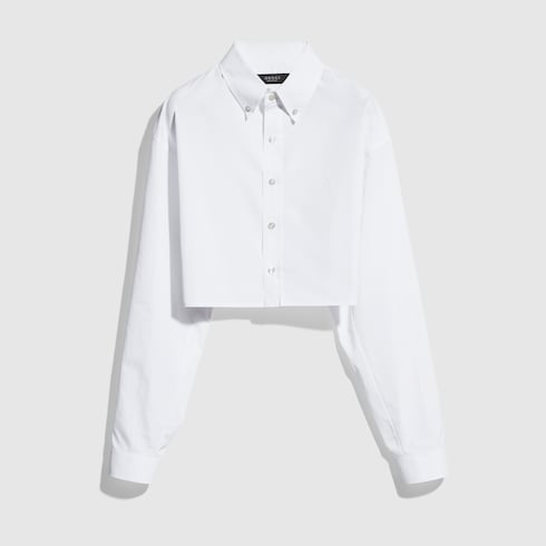 Cropped cotton poplin shirt - white