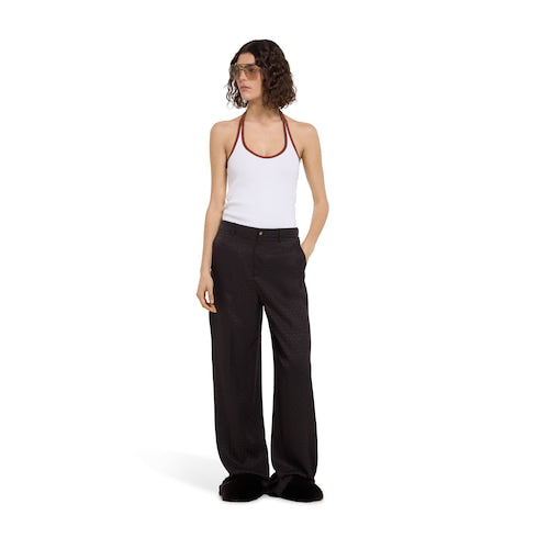 Horsebit silk jacquard pants - dark brown
