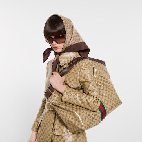 Gucci Giglio large tote bag - sand and brown GG fabric