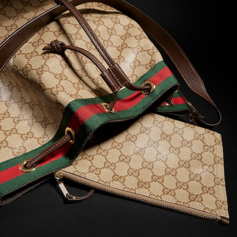 Gucci Venice large bucket bag - sand and brown GG canvas