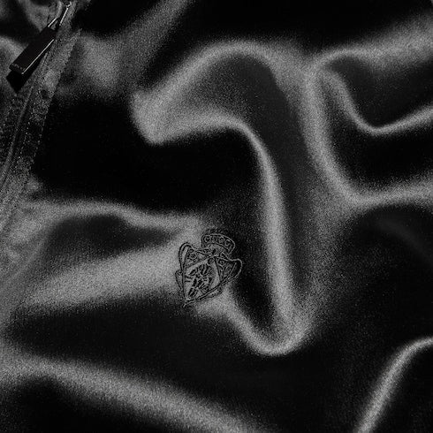 Cotton acetate satin zip jacket - black