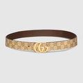 Reversible Cut GG Marmont belt - sand and brown GG canvas