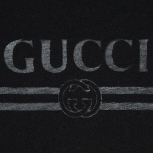 Cotton jersey T-shirt with devoré detail - black