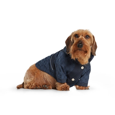 GG nylon pet rain coat - navy blue