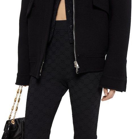 Elastic GG jacquard leggings - black