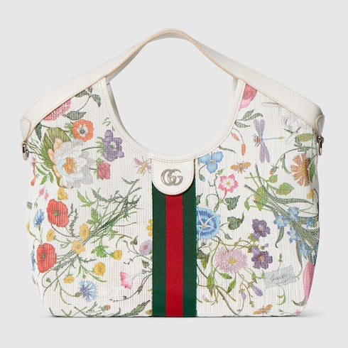 Gucci Giglio small tote bag - white and multicolor net