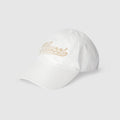 Cotton baseball hat with embroidery - white