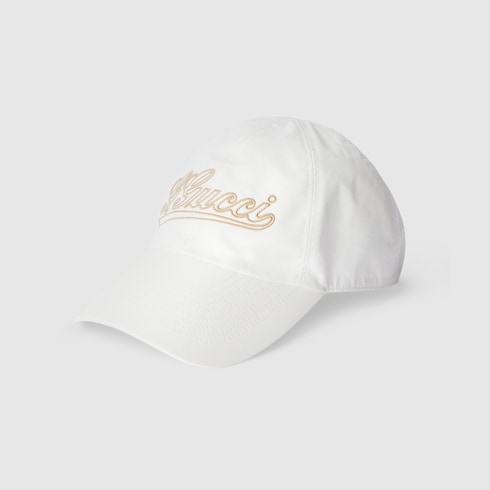 Cotton baseball hat with embroidery - white
