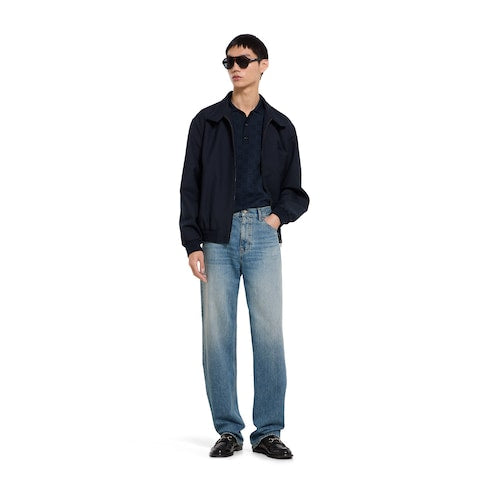 GG cotton silk jacquard polo shirt - dark blue