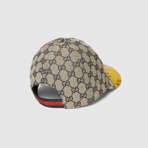 Children's GG canvas baseball hat - beige and blue