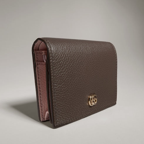Bi-color GG Marmont small wallet - dark taupe leather