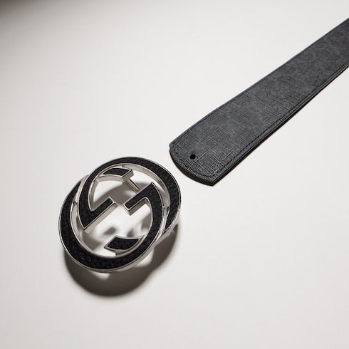 Reversible belt with Interlocking G buckle - black Supreme and black leather