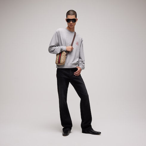 Cotton jersey mélange sweatshirt - light grey