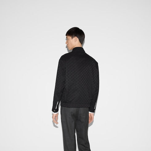 Reversible nylon and GG canvas jacket - black, beige and ebony