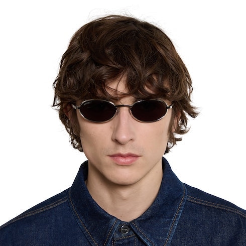 Oval frame sunglasses - silver-toned