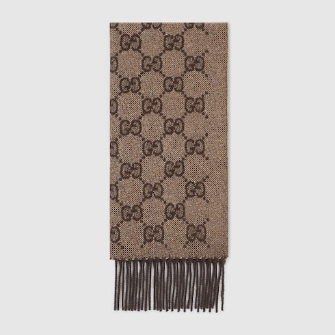 GG cashmere lamé scarf - brown and dark brown