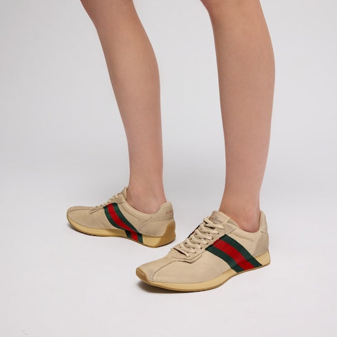 Women's Gucci Tempo sneaker - sand mesh and suede