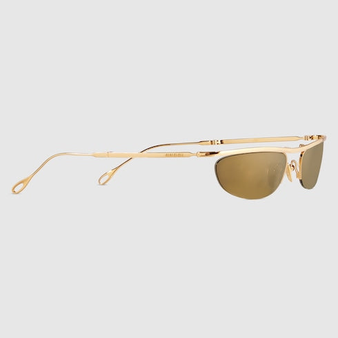 Foldable oval-shaped sunglasses - gold-toned
