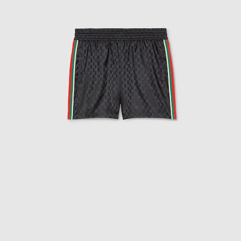 GG print nylon swim shorts - black