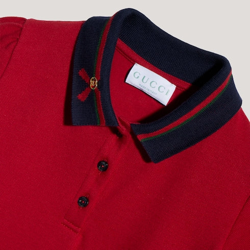 Children's cotton polo dress - red