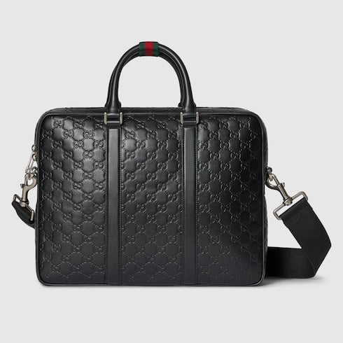 GG Emblem large briefcase - black GG leather