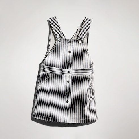 Children's striped denim dress - white and blue