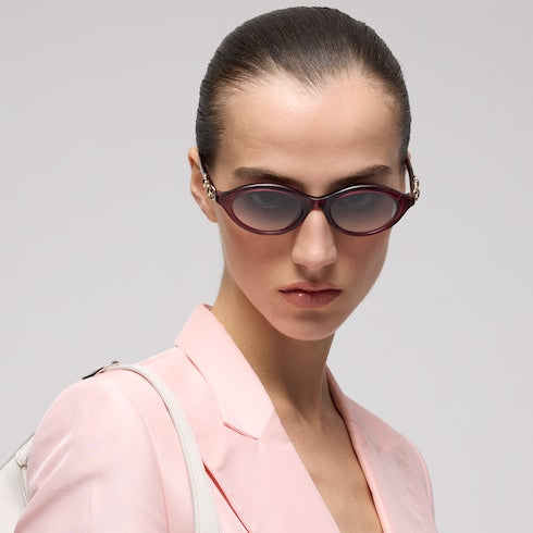 Oval-frame sunglasses - transparent burgundy