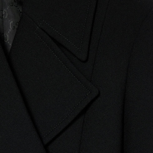 Double-breasted wool coat - black