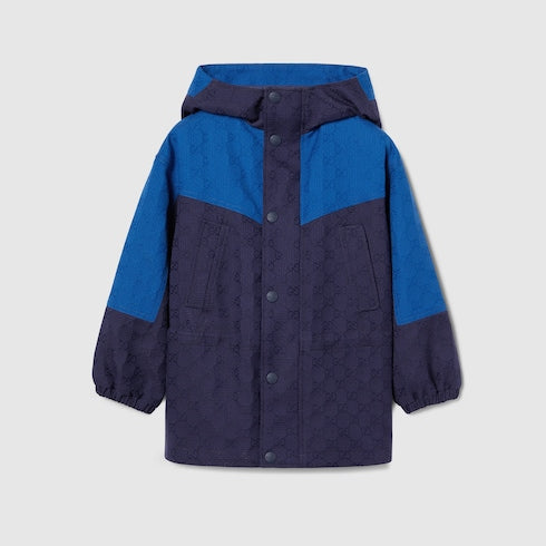 Children's GG cotton ripstop coat - blue and dark blue