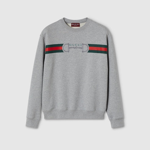 Cotton jersey sweatshirt with print - grey