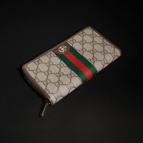 Ophidia zip around wallet - beige and brown GG Supreme