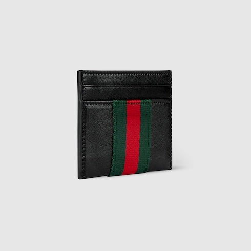 Web Trademark card case - black leather