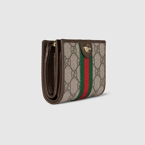 Ophidia small wallet - beige and brown GG Supreme