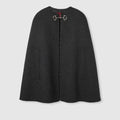 Silk wool cape with Horsebit - dark grey