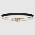 GG Marmont reversible thin belt - white leather