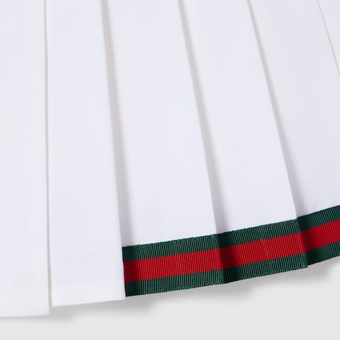 Heavy cotton poplin pleated skirt - white
